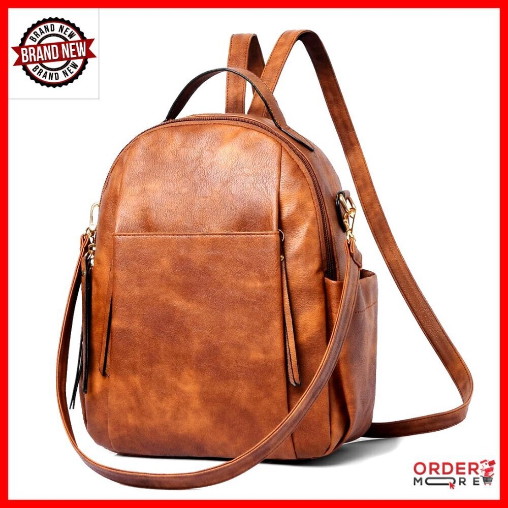 Leather Mini Backpack Purse Convertible Shoulder Bag Roomy Compartments
